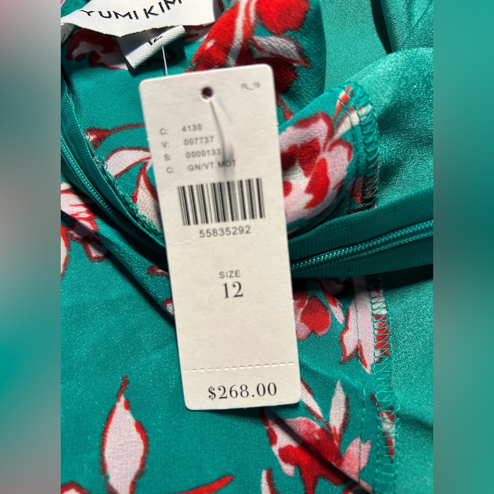 NWT Yumi Kim Anthropologie Vienna Silk Midi Dress Dandelion Emerald-Size 12 NWT - Picture 8 of 8